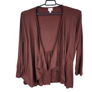 Womens Brown LuLaRoe Ribbed Open Front Cardigan Sweater Long Sleeve Size XL